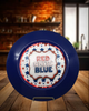 PLATE CHARGER NAVY BLUE PLASTIC ROUND DECOUPAGED Upcycled Repurposed Wall Art or Shelf Sitter RED WHITE BLUE 4TH OF JULY Decor Kitchen Decor Home Decor Wall Art Gift WEDDING - JAMsCraftCloset