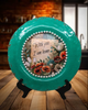 PLATE CHARGER TEAL AQUA PLASTIC ROUND DECOUPAGED Upcycled Repurposed Wall Art or Shelf Sitter WITH YOU I AM HOME Home Decor Wall Art Gift WEDDING - JAMsCraftCloset