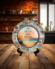 PLATE PLASTIC ROUND Beachy Border DECOUPAGED Upcycled Repurposed Wall Art or Shelf Sitter LET THE SEA QUIET THE NOISE Beach Theme Home Decor Gift - JAMsCraftCloset