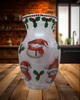 Glass VASE Decoupaged SNOWMEN and HOLLY Christmas Holiday Decor Wedding Decor Shelf Sitter Vase Shabby Chic Victorian BoHo Decor Gift Idea - JAMsCraftCloset