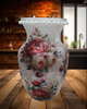 Glass VASE Decoupaged RED and PINK ROSES Wedding Decor Shelf Sitter Vase Shabby Chic Victorian BoHo Decor Gift Idea - JAMsCraftCloset