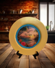 CHARGER PLATE YELLOW PLASTIC ROUND BEACH THEME - DECOUPAGED Upcycled Repurposed Wall Art or Shelf Sitter LET THE SEA QUIET THE NOISE Home Decor Gift - JAMsCraftCloset