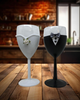 Stemware Glasses BRIDE and GROOM WINE Toasting Glasses WEDDING Hand Painted Black and White With Bling, Rose. Plaid Tie - JAMsCraftCloset