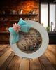 PLATE CHARGER CREAM With Brown Border PLASTIC ROUND DECOUPAGED Upcycled Repurposed Wall Art or Shelf Sitter WHERE FLOWERS BLOOM SO DOES HOPE Home Decor Gift WEDDING - JAMsCraftCloset