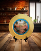 CHARGER PLATE YELLOW PLASTIC ROUND BEACH THEME - DECOUPAGED Upcycled Repurposed Wall Art or Shelf Sitter MEET ME WHERE THE SUN TOUCHES THE SEA Home Decor Gift - JAMsCraftCloset