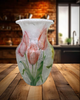 Glass VASE Decoupaged TULIPS Wedding Decor Shelf Sitter Vase Shabby Chic Victorian BoHo Decor Gift Idea - JAMsCraftCloset