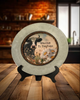 Galvanized Metal Round Charger Plate With Hanging Hook Decoupaged Farmhouse Country Wall Art Shelf Sitter WELCOME TO THE FARM COW Handmade Gift Idea - JAMsCraftCloset