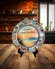PLATE PLASTIC ROUND Beachy Border DECOUPAGED Upcycled Repurposed Wall Art or Shelf Sitter HAPPINESS COMES IN WAVES Beach Theme Home Decor Gift - JAMsCraftCloset