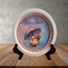 PLATE PLASTIC ROUND Decoupaged Hand Painted Upcycled Repurposed Wall Art EASTER CHICK WITH UMBRELLA - HAPPY EASTER Home Decor Spring Easter Wall Art Gift - JAMsCraftCloset