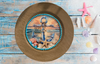 PLATE CHARGER LIGHT BROWN WOOD GRAIN PLASTIC ROUND DECOUPAGED Upcycled Repurposed Wall Art or Shelf Sitter HOPE ANCHORS THE SOUL Beach Coastal Home Decor Gift - JAMsCraftCloset