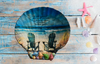 LARGE SCALLOP SEASHELL Aqua Teal LET YOUR HEART DRIFT WHERE THE WAVES TAKE YOU- BEACH COASTAL DECOR Wall Art Handmade Hand Painted DECOUPAGED Repurposed Upcycled Gift - JAMsCraftCloset