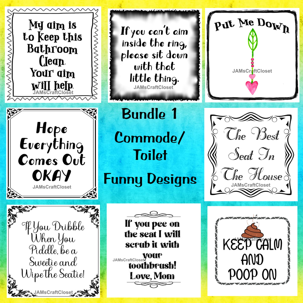 BUNDLE TOILET COMMODE SAYINGS 1 Funny Digital Graphic Design Downloads ...