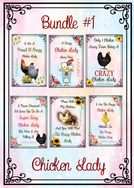 BUNDLE CHICKEN LADY 1 Graphic Design Downloads SVG PNG JPEG Files Sublimation Design Crafters Delight Farm Decor Kitchen Decor  My digital SVG, PNG and JPEG Graphic downloads for the creative crafter are graphic files for those that use the Sublimation or Waterslide techniques - JAMsCraftCloset