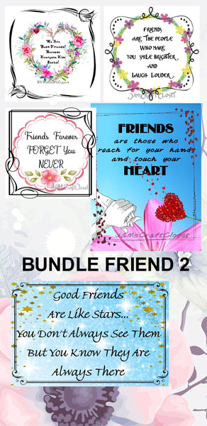 BUNDLE FRIEND 2 Graphic Design Downloads SVG PNG JPEG Files Sublimation Design Crafters Delight  My digital SVG, PNG and JPEG Graphic downloads for the creative crafter are graphic files for those that use the Sublimation or Waterslide techniques - JAMsCraftCloset