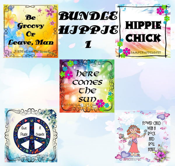 BUNDLE HIPPIE 1 Graphic Design Downloads SVG PNG JPEG Files Sublimation Design Crafters Delight    My digital SVG, PNG and JPEG Graphic downloads for the creative crafter are graphic files for those that use the Sublimation or Waterslide techniques - JAMsCraftCloset