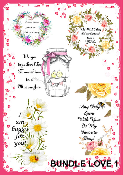 BUNDLE LOVE 1 Graphic Design Downloads SVG PNG JPEG Files Sublimation Design Crafters Delight My digital SVG, PNG and JPEG Graphic downloads for the creative crafter are graphic files for those that use the Sublimation or Waterslide techniques - JAMsCraftCloset