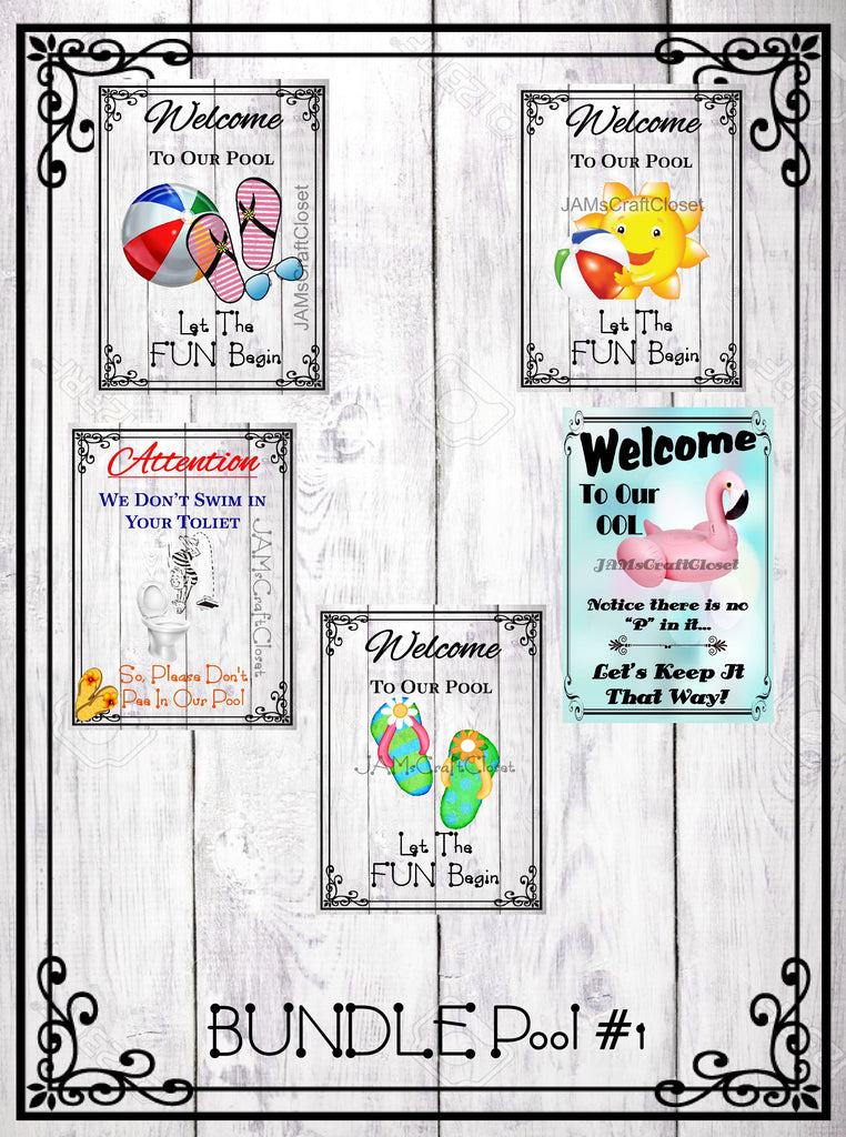 BUNDLE POOL SIGNS 1 Graphic Design Downloads SVG PNG JPEG Files Sublim ...
