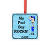 Christmas Personalized Ornament Handmade Square Wooden POOL CARE - MY POOL BOY ROCKS - 6 to Choose From Sublimation Holiday Tree Decoration Crafters Delight - JAMsCraftCloset