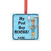 Christmas Personalized Ornament Handmade Square Wooden POOL CARE - MY POOL BOY ROCKS - 6 to Choose From Sublimation Holiday Tree Decoration Crafters Delight - JAMsCraftCloset