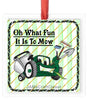 Christmas Personalized Ornament Handmade Square Wooden LAWN CARE - OH WHAT FUN IT IS TO MOW Sublimation Holiday Tree Decoration Crafters Delight - JAMsCraftCloset