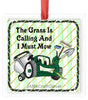 Christmas Personalized Ornament Handmade Square Wooden LAWN CARE - THE GRASS IS CALLING Sublimation Holiday Tree Decoration Crafters Delight - JAMsCraftCloset