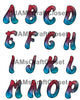ALPHABET SET Digital Graphic Design Typography Clipart SVG-PNG Sublimation RED BLUE GREEN FOG Design Download Crafters Delight - JAMsCraftCloset