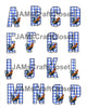 ALPHABET SET Digital Graphic Design Typography Clipart SVG-PNG Sublimation ROOSTER 1 BLUE CHECKERED Design Download Crafters Delight - JAMsCraftCloset