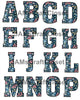 ALPHABET SET Digital Graphic Design Typography Clipart SVG-PNG Sublimation VINTAGE PINK BLUE WHITE FLORAL Design Download Crafters Delight - JAMsCraftCloset