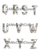 ALPHABET SET Digital Graphic Design Typography Clipart SVG-PNG Sublimation STEEL SILVER CHROME METALIC Industrial Design Download Crafters Delight - JAMsCraftCloset