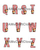 ALPHABET SET Digital Graphic Design Typography Clipart SVG-PNG Sublimation SANTA FACE RED CHECKERED Design Download Crafters Delight - JAMsCraftCloset