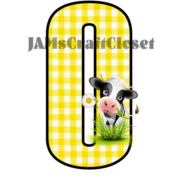 NUMBER SETS Digital Graphic Design Typography Clipart SVG-PNG Sublimation COW DAISY YELLOW CHECKERED Design Download Crafters Delight - JAMsCraftCloset