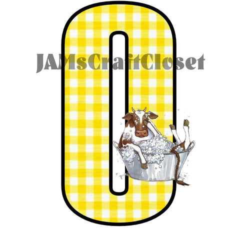 NUMBER SETS Digital Graphic Design Typography Clipart SVG-PNG Sublimation COW WASHTUB YELLOW CHECKERED Design Download Crafters Delight - JAMsCraftCloset