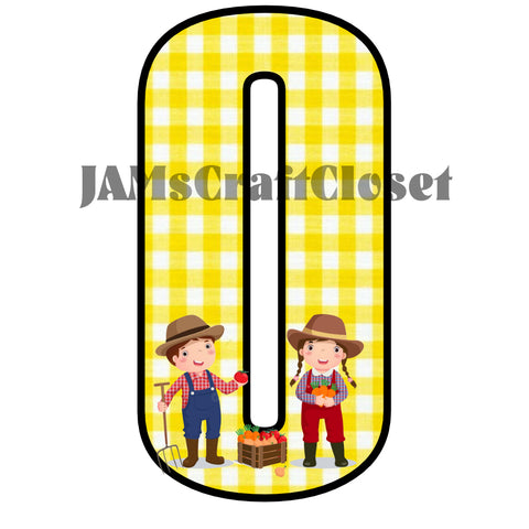NUMBER SETS Digital Graphic Design Typography Clipart SVG-PNG Sublimation FARMERS YELLOW GINGHAM Kids Children Design Download Crafters Delight - JAMsCraftCloset