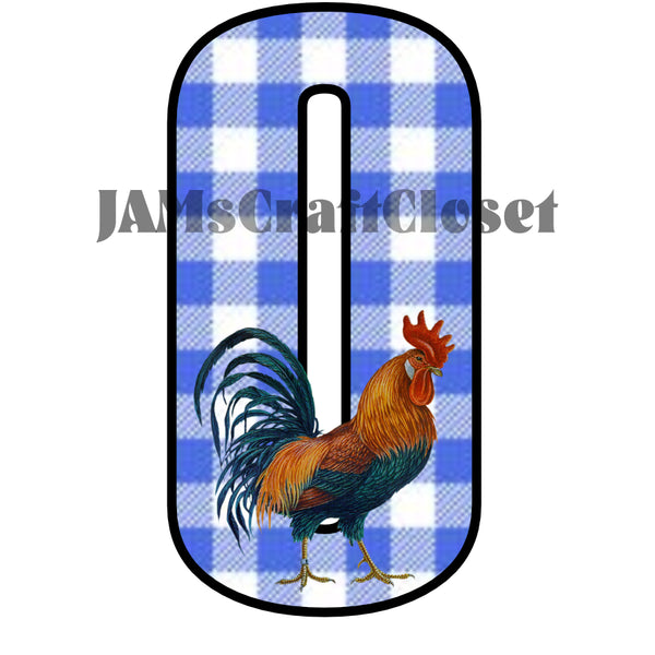 NUMBER SETS Digital Graphic Design Typography Clipart SVG-PNG Sublimation ROOSTER 1 BLUE CHECKERED Design Download Crafters Delight - JAMsCraftCloset