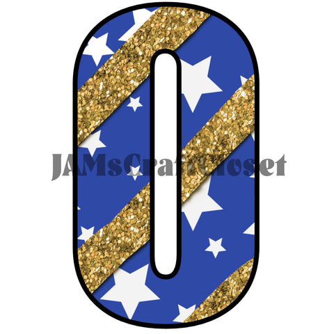 NUMBER SETS Digital Graphic Design Typography Clipart SVG-PNG Sublimation WHITE STARS BLUE BG GOLD BLING Patriotic Design Download Crafters Delight - JAMsCraftCloset