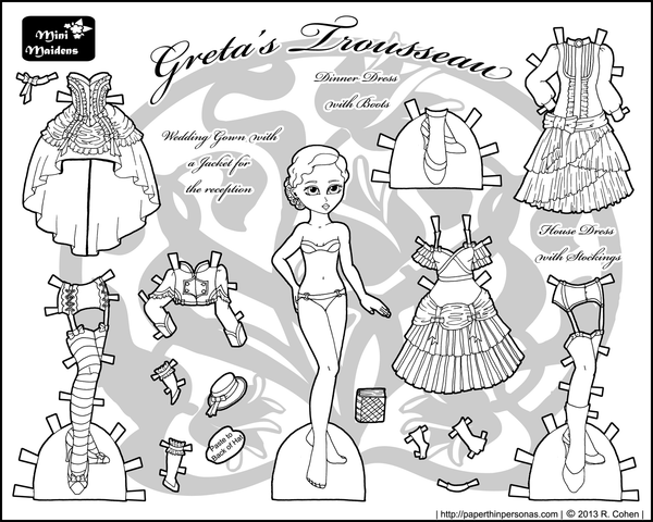 FREE Coloring Pages Paper Doll Patterns Style 6
