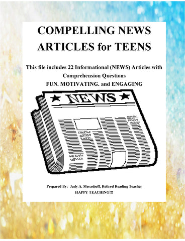 Compelling News Stories for Teens Teacher Supplemental Resources Fun Engaging JAMsCraftCloset