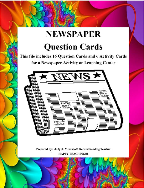 Newspaper Question Cards and Directions for Newspaper Center - JAMsCraftCloset 