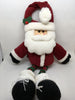 Vintage Santa Plush Fabric Shelf Sitter 18 Inches Tall With Holly on Hat and Wooden Beads for Legs Holiday Christmas Decor Gift Idea JAMsCraftCloset