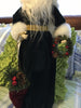 Vintage Table Top Santa in White and Green Holding a Wreath and Bag of Pine Cones and Berries JAMsCraftCloset