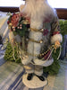 Vintage Table Top Santa in White Gold and Rose Floral Coat Holding a Rose Bouquet and Beads JAMsCraftCloset