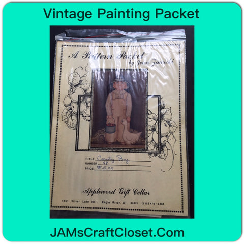 Vintage DIY Painting Packet #22 Country Boy with Duck and Pail JAMsCraftCloset