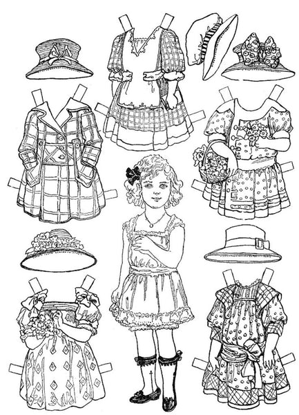 FREE Coloring Pages Paper Doll Patterns Style 23