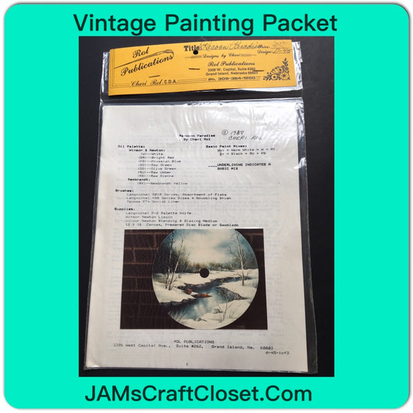 Vintage DIY Painting Packet #27 Winter Scene on Saw Blade Raccoon Paradise JAMsCraftCloset