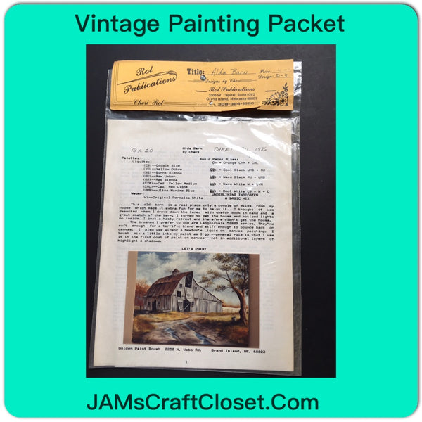 Vintage DIY Painting Packet #28 Aida Barn White Barn with Rusted Tin Roof JAMsCraftCloset