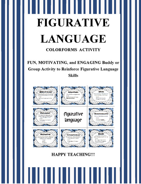 Figurative Language Colorforms Hands On Group Activity Using Crayons Fun Teacher Resource JAMsCraftCloset