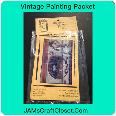 Vintage DIY Painting Packet #3 Country Basket With Bunny and Rocking Horse JAMsCraftCloset