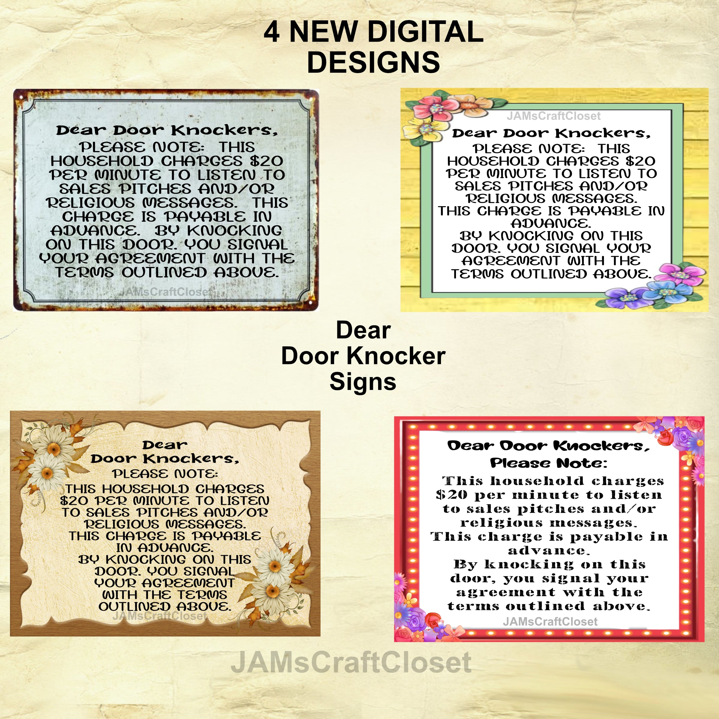 BUNDLE DEAR DOOR KNOCKERS Sign Graphic Design Positive Saying Porch Pa ...