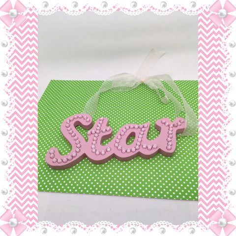 Star With Bling STAR Word Art Folk Art Wooden Home Decor Wall Art Wall Hanging Teen Childs Room Decor JAMsCraftCloset