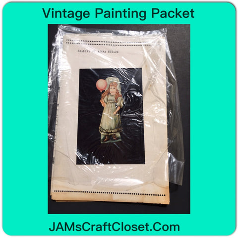 Vintage DIY Painting Packet #9 Girl with Bonnet and Balloon JAMsCraftCloset